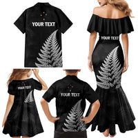 Personalised New Zealand 2025 Archery Family Matching Mermaid Dress and Hawaiian Shirt Aotearoa Silver Arrows Black