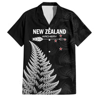 Personalised New Zealand 2025 Archery Family Matching Puletasi and Hawaiian Shirt Aotearoa Silver Arrows Black