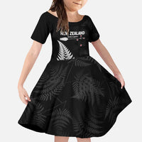 Personalised New Zealand 2025 Archery Family Matching Short Sleeve Bodycon Dress and Hawaiian Shirt Aotearoa Silver Arrows Black