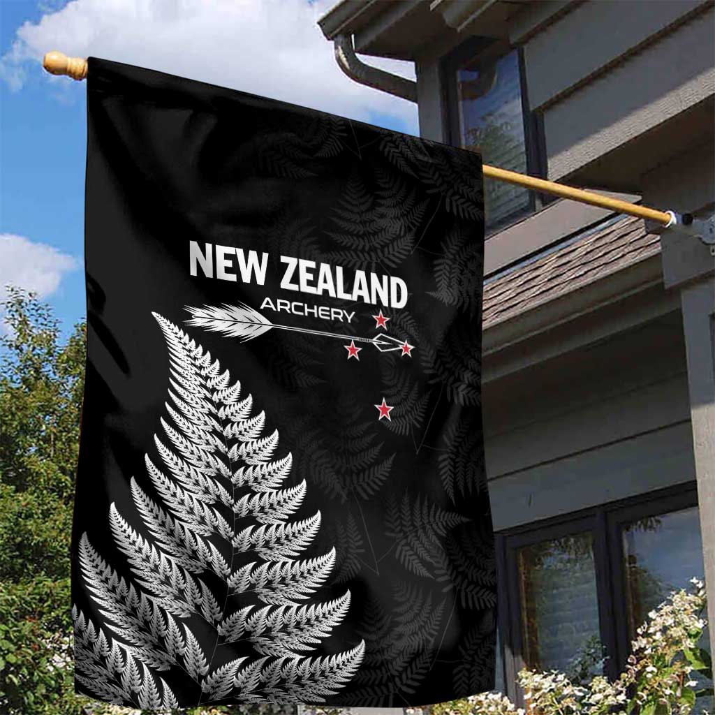 New Zealand 2025 Archery Garden Flag Aotearoa Silver Arrows Black