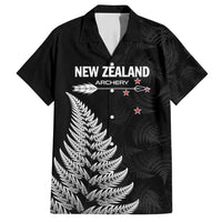 Personalised New Zealand 2025 Archery Hawaiian Shirt Aotearoa Silver Arrows Black