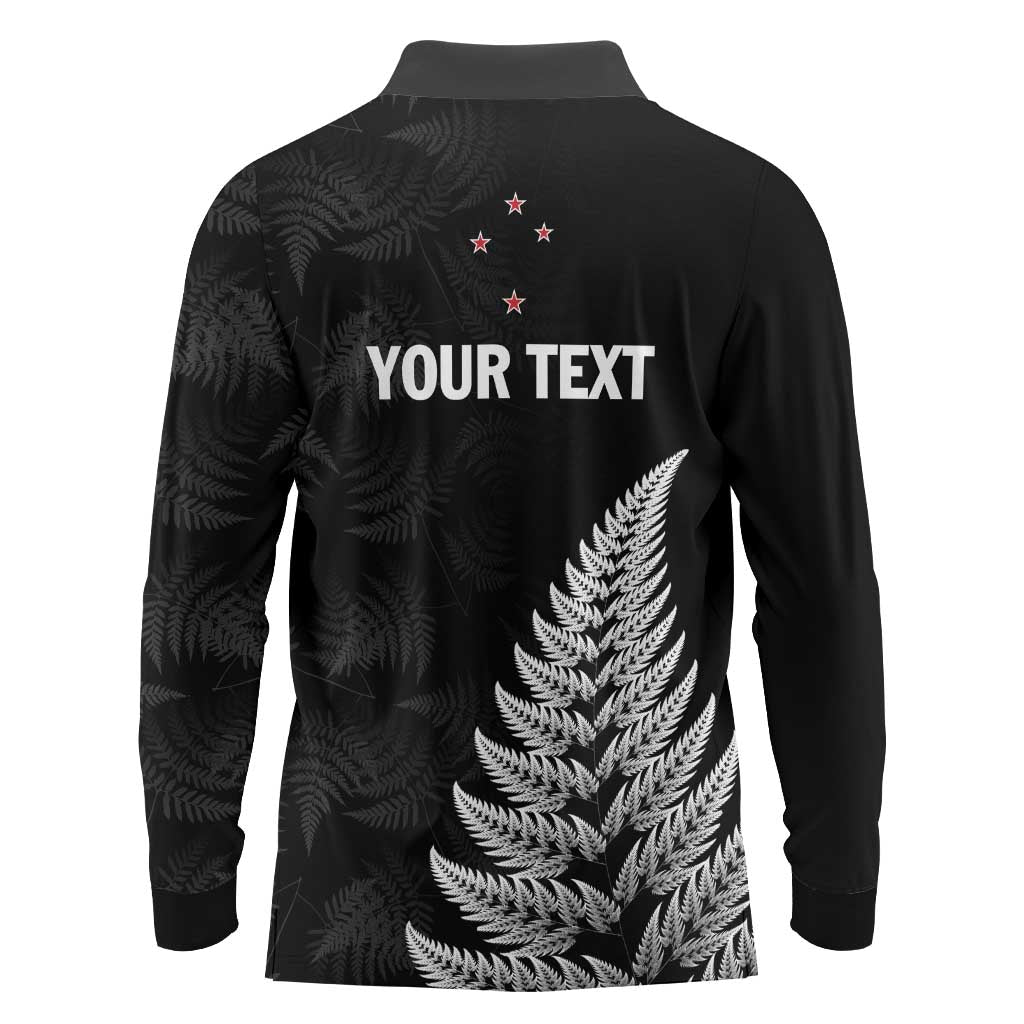 Personalised New Zealand 2025 Archery Long Sleeve Polo Shirt Aotearoa Silver Arrows Black LT01 - Polynesian Pride