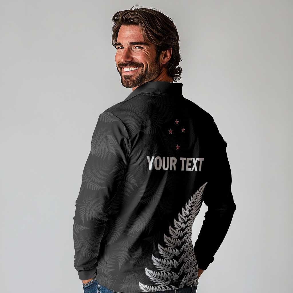 Personalised New Zealand 2025 Archery Long Sleeve Polo Shirt Aotearoa Silver Arrows Black LT01 - Polynesian Pride