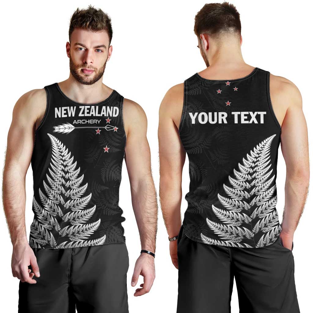 Personalised New Zealand 2025 Archery Men Tank Top Aotearoa Silver Arrows Black
