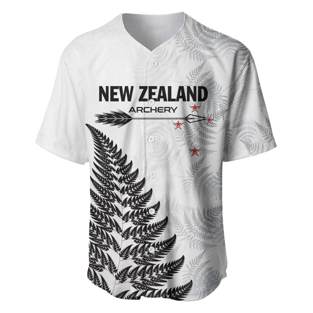 Personalised New Zealand 2025 Archery Baseball Jersey Aotearoa Silver Arrows White LT01 White - Polynesian Pride