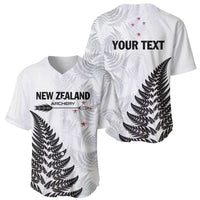 Personalised New Zealand 2025 Archery Baseball Jersey Aotearoa Silver Arrows White LT01 - Polynesian Pride