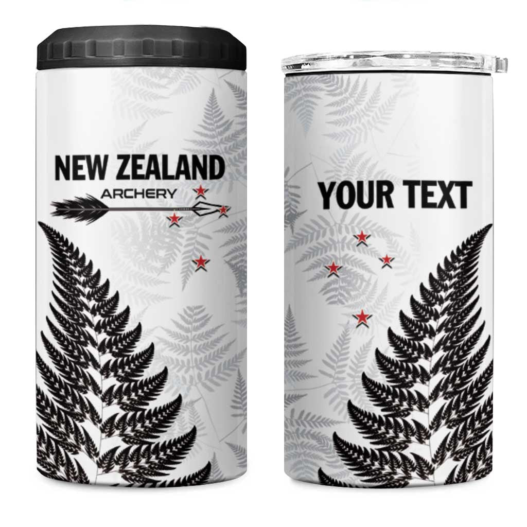 Personalised New Zealand 2025 Archery 4 in 1 Can Cooler Tumbler Aotearoa Silver Arrows White