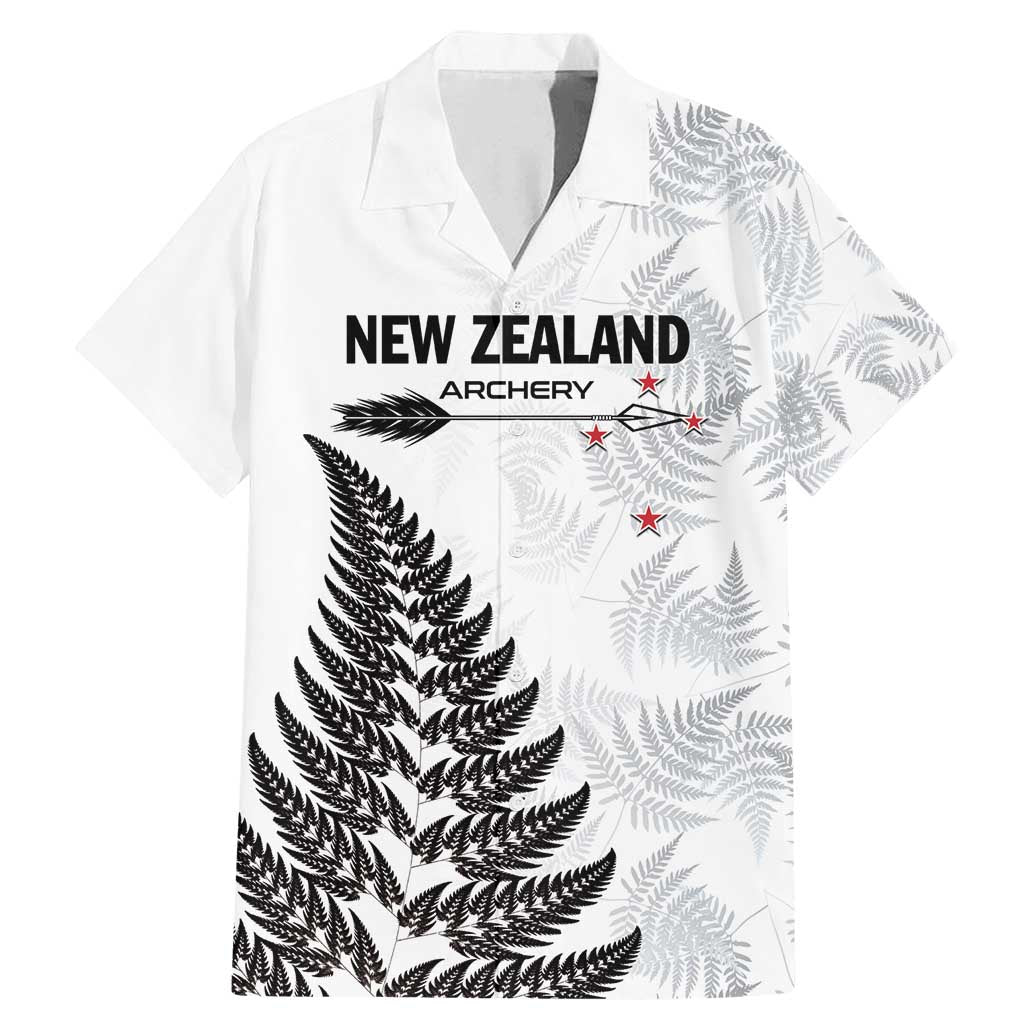 Personalised New Zealand 2025 Archery Family Matching Mermaid Dress and Hawaiian Shirt Aotearoa Silver Arrows White