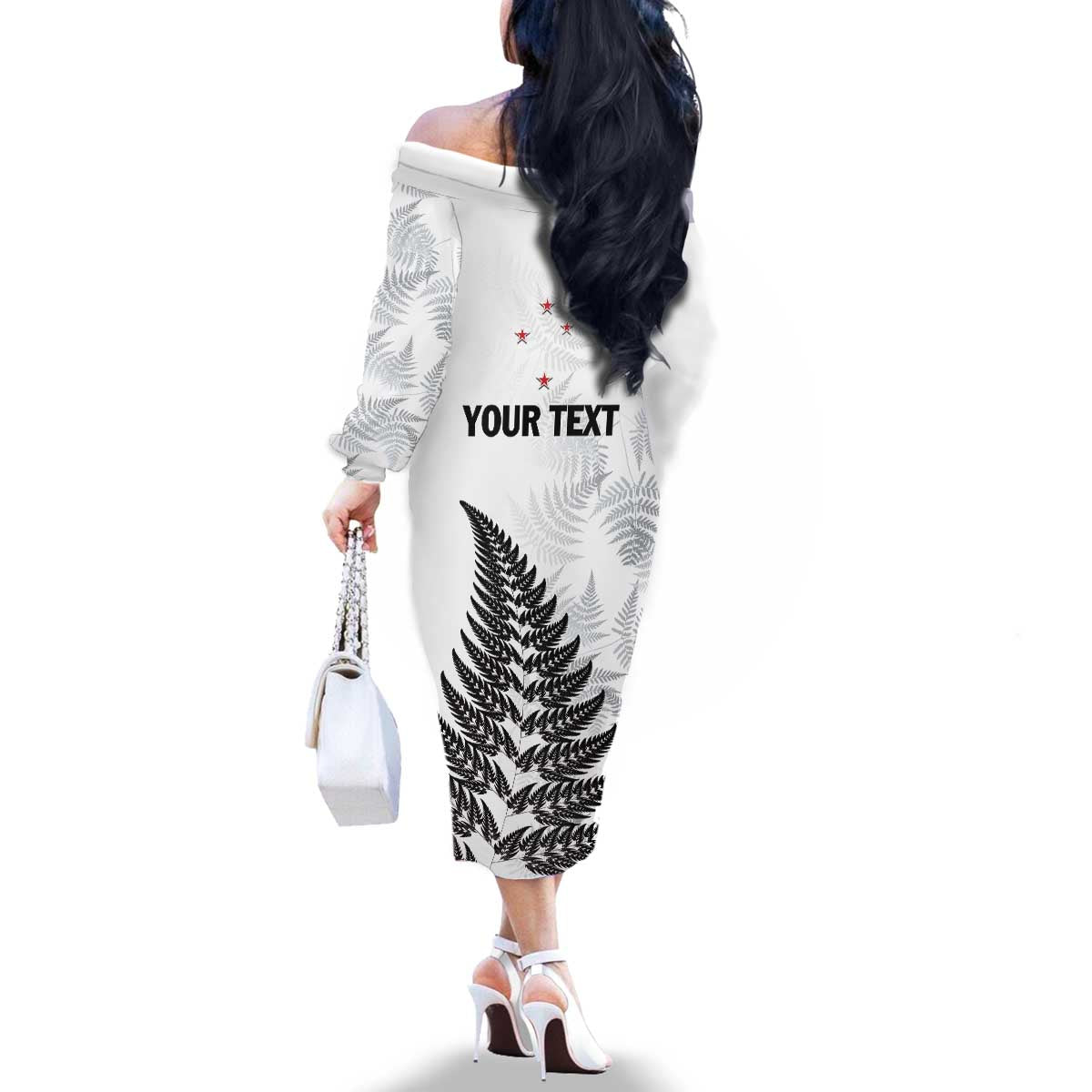 Personalised New Zealand 2025 Archery Family Matching Off The Shoulder Long Sleeve Dress and Hawaiian Shirt Aotearoa Silver Arrows White