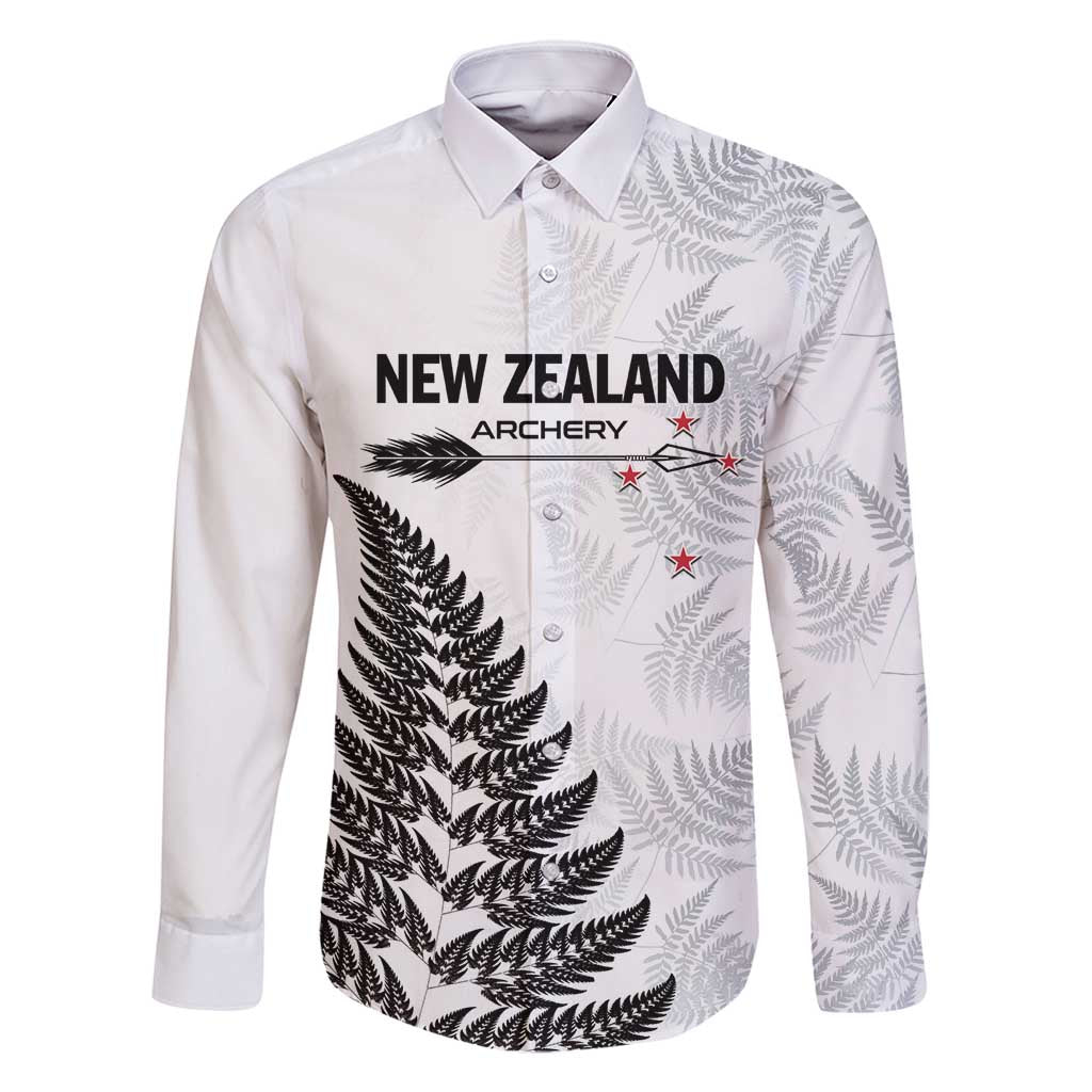Personalised New Zealand 2025 Archery Family Matching Off Shoulder Maxi Dress and Hawaiian Shirt Aotearoa Silver Arrows White