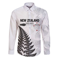 Personalised New Zealand 2025 Archery Family Matching Off Shoulder Maxi Dress and Hawaiian Shirt Aotearoa Silver Arrows White
