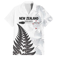 Personalised New Zealand 2025 Archery Family Matching Puletasi and Hawaiian Shirt Aotearoa Silver Arrows White LT01 Dad's Shirt - Short Sleeve White - Polynesian Pride