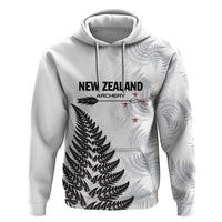 Personalised New Zealand 2025 Archery Hoodie Aotearoa Silver Arrows White