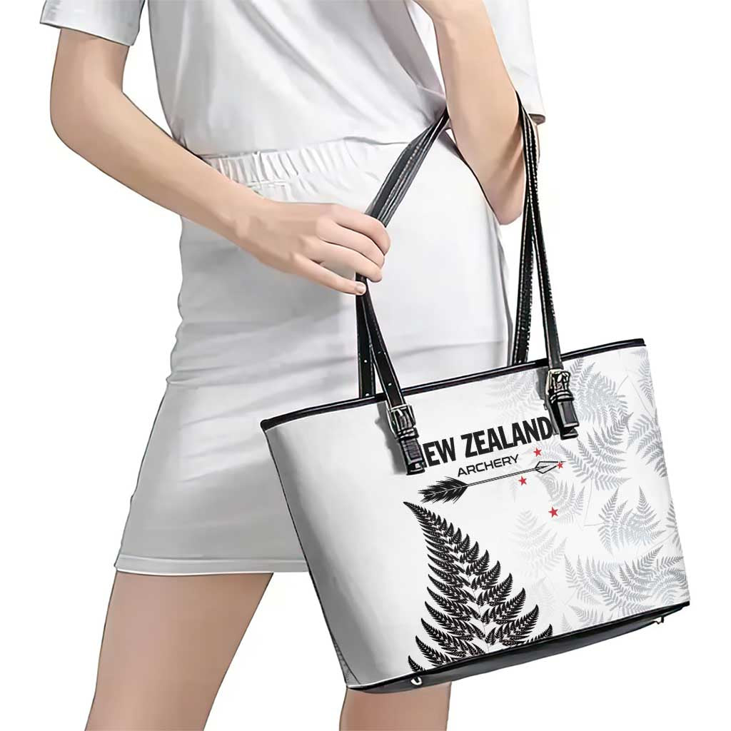 New Zealand 2025 Archery Leather Tote Bag Aotearoa Silver Arrows White