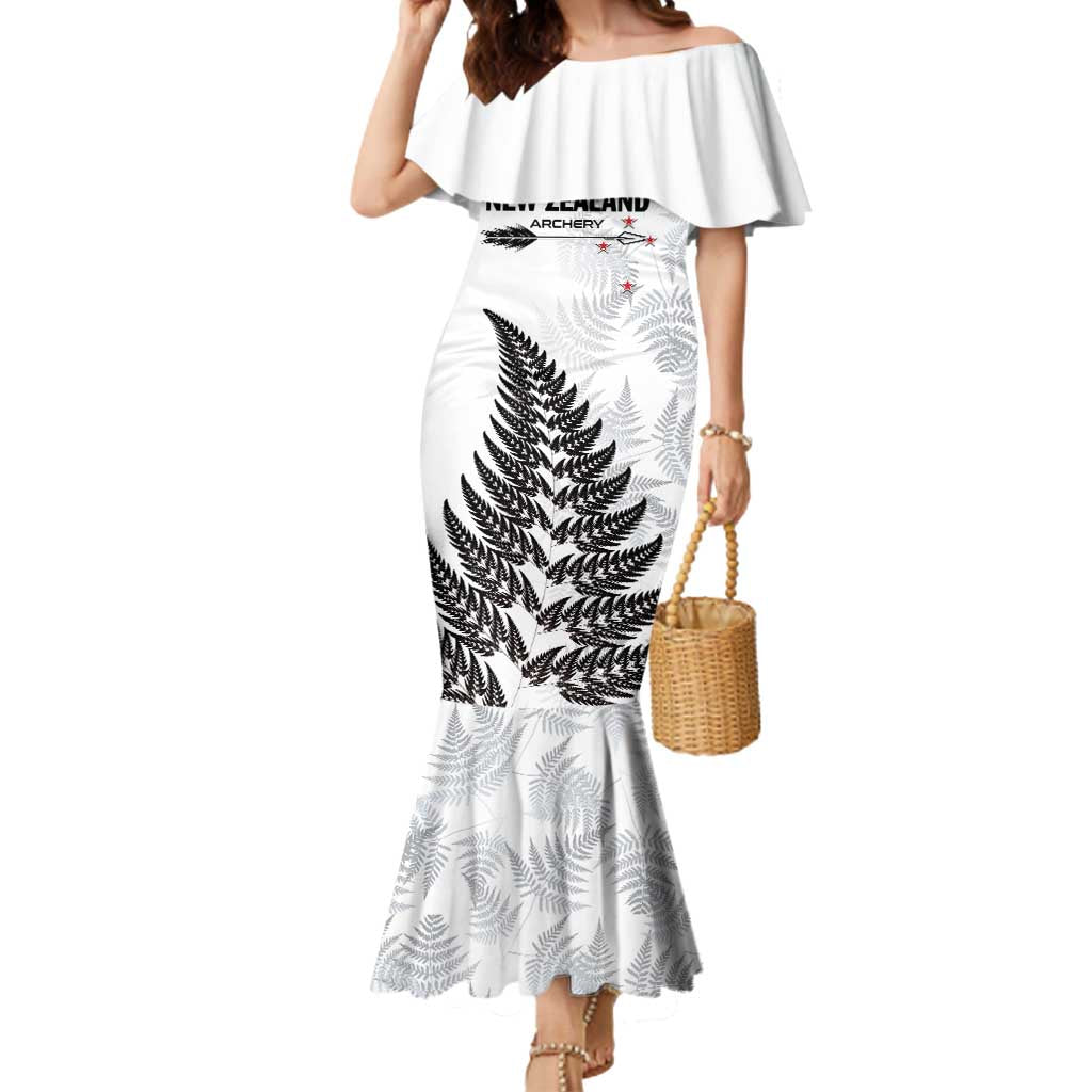 Personalised New Zealand 2025 Archery Mermaid Dress Aotearoa Silver Arrows White