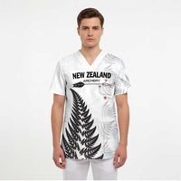 Personalised New Zealand 2025 Archery Scrub Top Aotearoa Silver Arrows White - Polynesian Pride