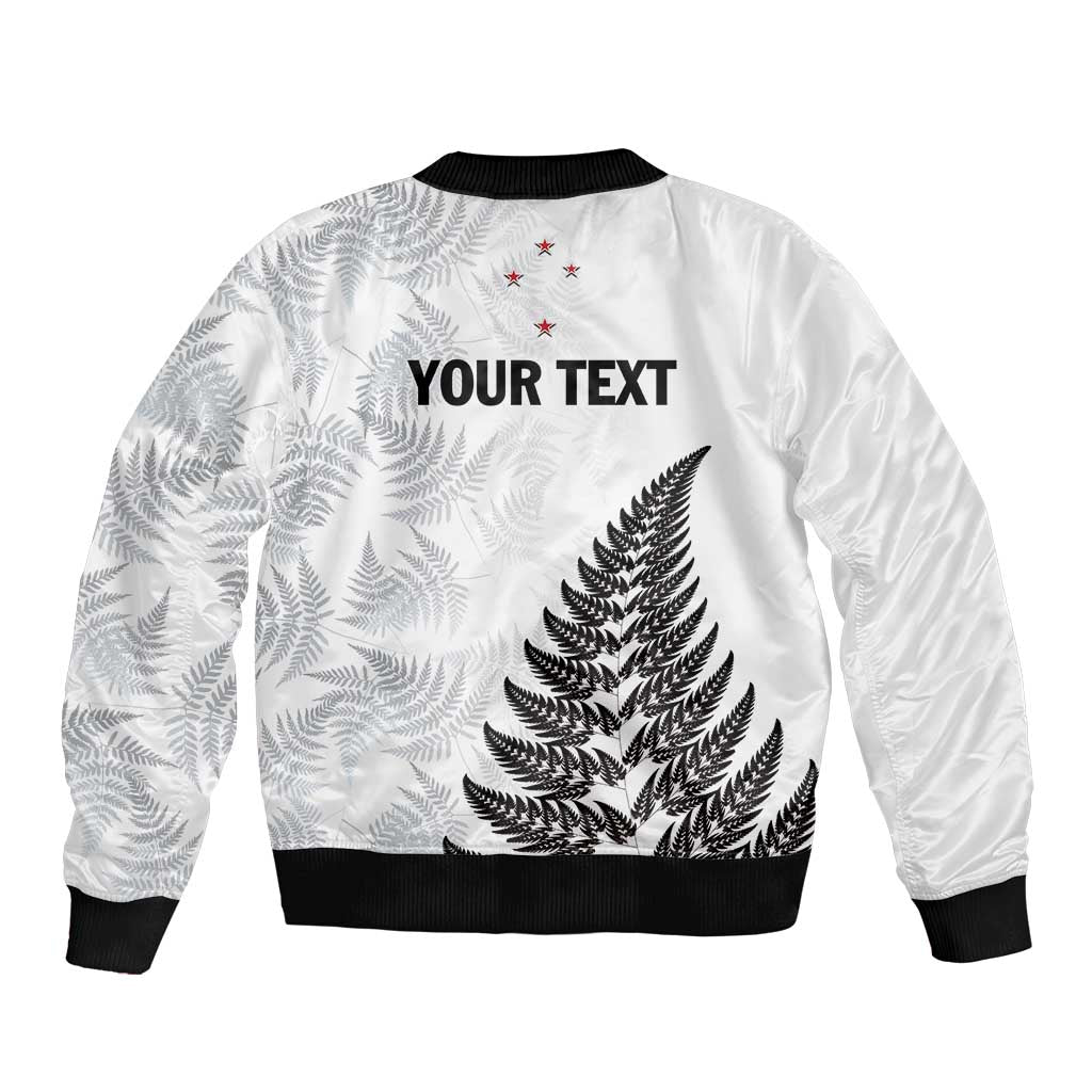 Personalised New Zealand 2025 Archery Sleeve Zip Bomber Jacket Aotearoa Silver Arrows White