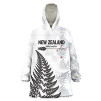 Personalised New Zealand 2025 Archery Wearable Blanket Hoodie Aotearoa Silver Arrows White