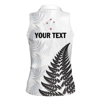 Personalised New Zealand 2025 Archery Women Sleeveless Polo Shirt Aotearoa Silver Arrows White LT01 - Polynesian Pride
