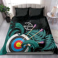 New Zealand Archery Bedding Set Turquoise Maori Silver Fern