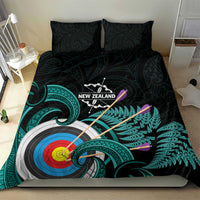 New Zealand Archery Bedding Set Turquoise Maori Silver Fern