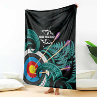 New Zealand Archery Blanket Turquoise Maori Silver Fern