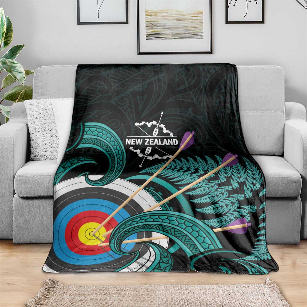 New Zealand Archery Blanket Turquoise Maori Silver Fern