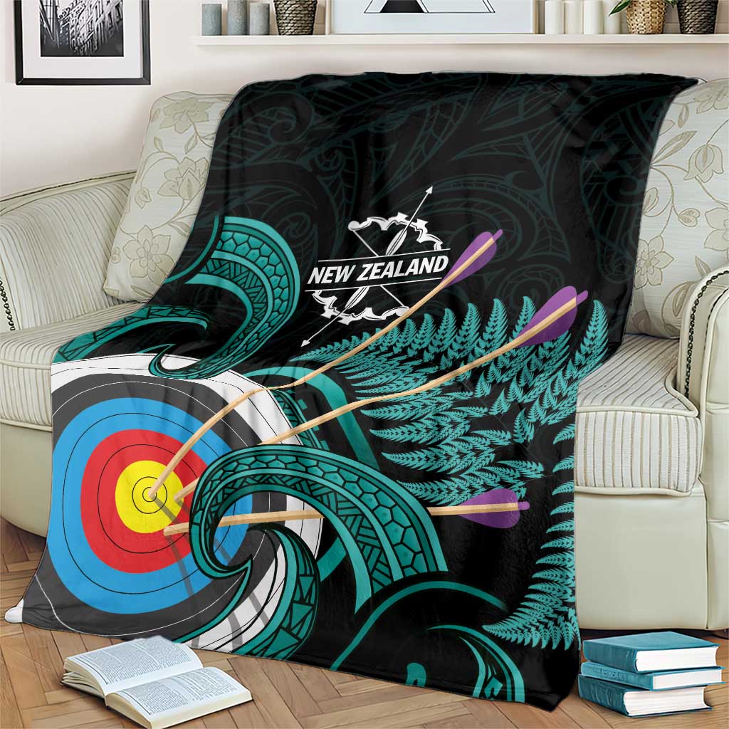 New Zealand Archery Blanket Turquoise Maori Silver Fern
