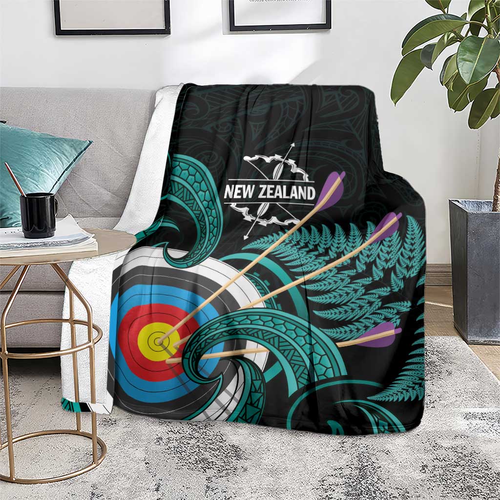 New Zealand Archery Blanket Turquoise Maori Silver Fern
