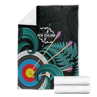 New Zealand Archery Blanket Turquoise Maori Silver Fern