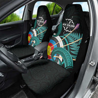 New Zealand Archery Car Seat Cover Turquoise Maori Silver Fern