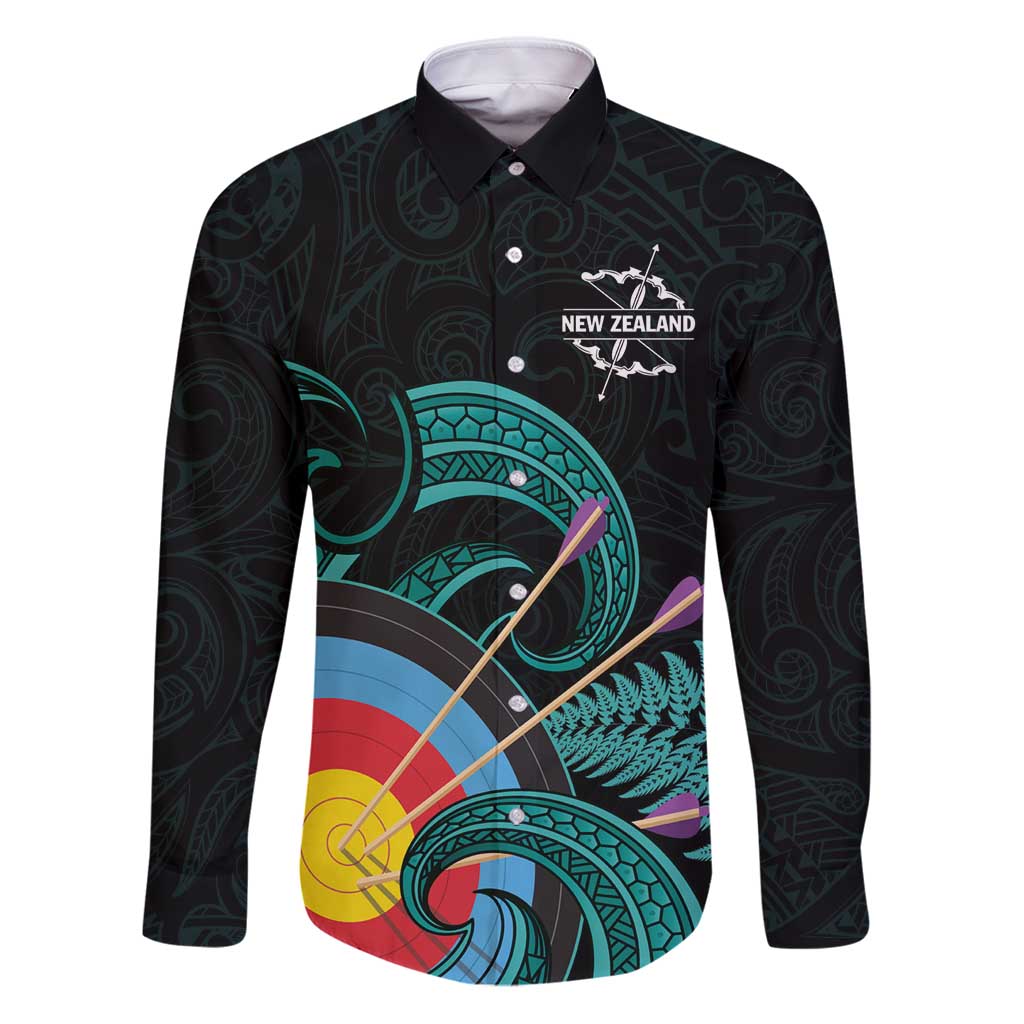 Personalised New Zealand Archery Family Matching Puletasi and Hawaiian Shirt Turquoise Maori Silver Fern