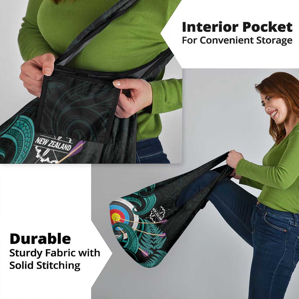 New Zealand Archery Grocery Bag Turquoise Maori Silver Fern