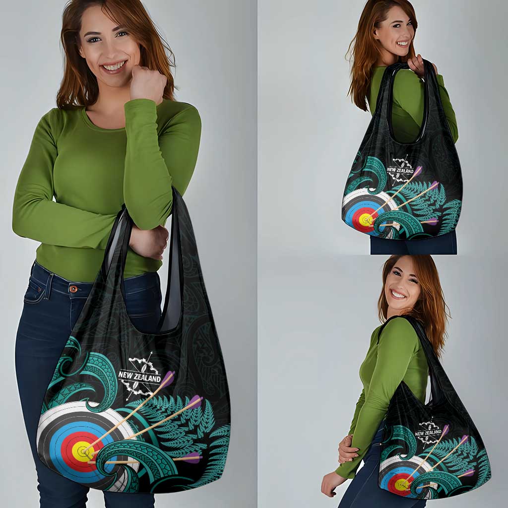 New Zealand Archery Grocery Bag Turquoise Maori Silver Fern