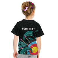 Personalised New Zealand Archery Kid T Shirt Turquoise Maori Silver Fern