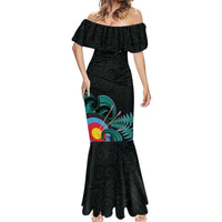 Personalised New Zealand Archery Mermaid Dress Turquoise Maori Silver Fern