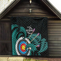 New Zealand Archery Quilt Turquoise Maori Silver Fern