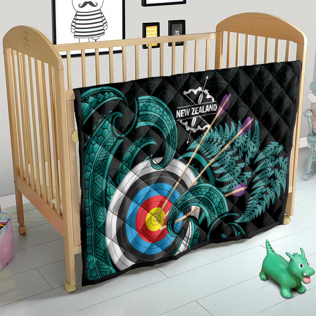 New Zealand Archery Quilt Turquoise Maori Silver Fern
