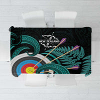 New Zealand Archery Tablecloth Turquoise Maori Silver Fern