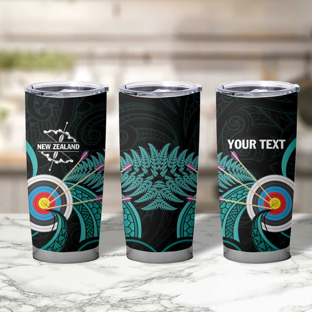 Personalised New Zealand Archery Tumbler Cup Turquoise Maori Silver Fern