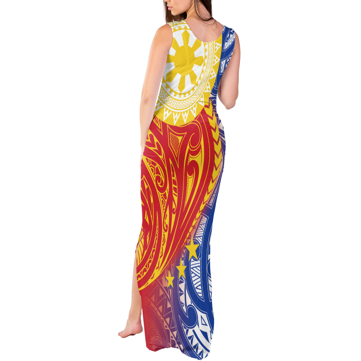 Philippines Tank Maxi Dress Pilipinas Polynesian Pattern
