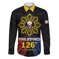 Personalized Philippines Independence Day Family Matching Off Shoulder Short Dress and Hawaiian Shirt Filipino 126th Anniversary Sun Tattoo