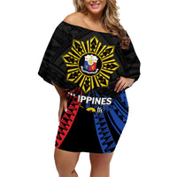Personalized Philippines Independence Day Family Matching Off Shoulder Short Dress and Hawaiian Shirt Filipino 126th Anniversary Sun Tattoo