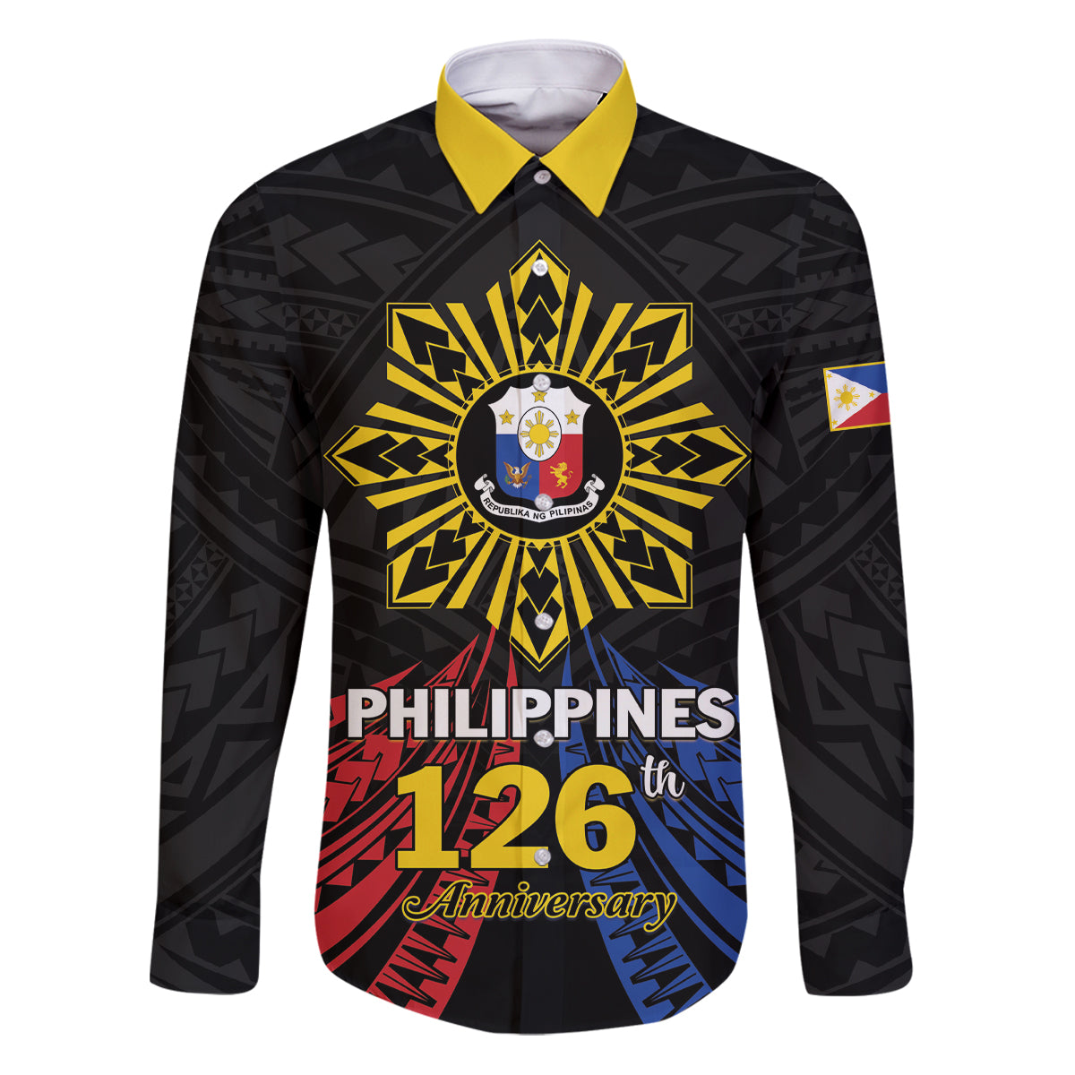 Personalized Philippines Independence Day Family Matching Puletasi and Hawaiian Shirt Filipino 126th Anniversary Sun Tattoo