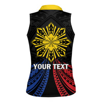 Personalized Philippines Independence Day Women Sleeveless Polo Shirt Filipino 126th Anniversary Sun Tattoo