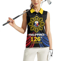 Personalized Philippines Independence Day Women Sleeveless Polo Shirt Filipino 126th Anniversary Sun Tattoo