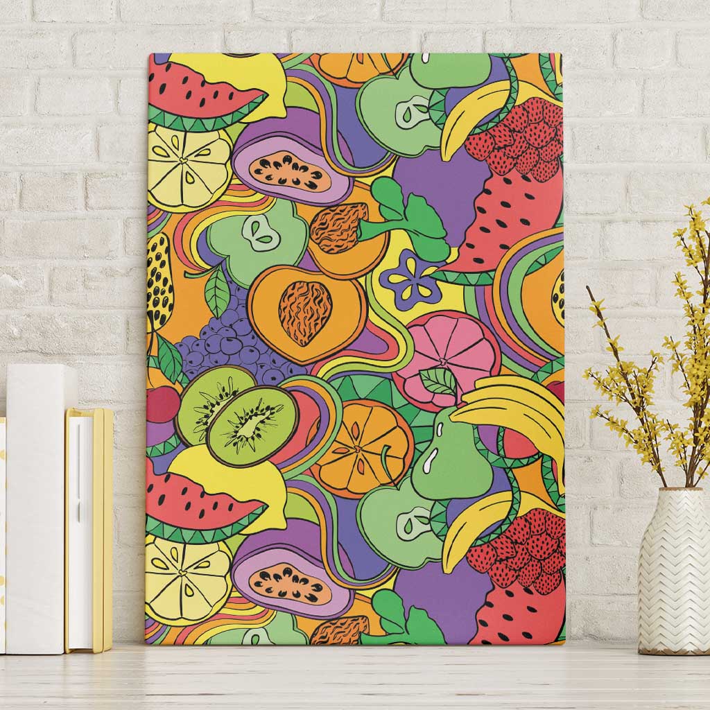 Hawaii Fruits Hippie Style Canvas Wall Art Vibrant Colorful