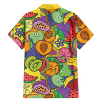Hawaii Fruits Hippie Style Family Matching Mermaid Dress and Hawaiian Shirt Vibrant Colorful