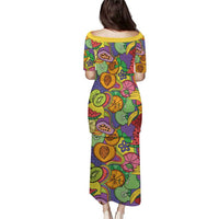 Hawaii Fruits Hippie Style Family Matching Puletasi and Hawaiian Shirt Vibrant Colorful