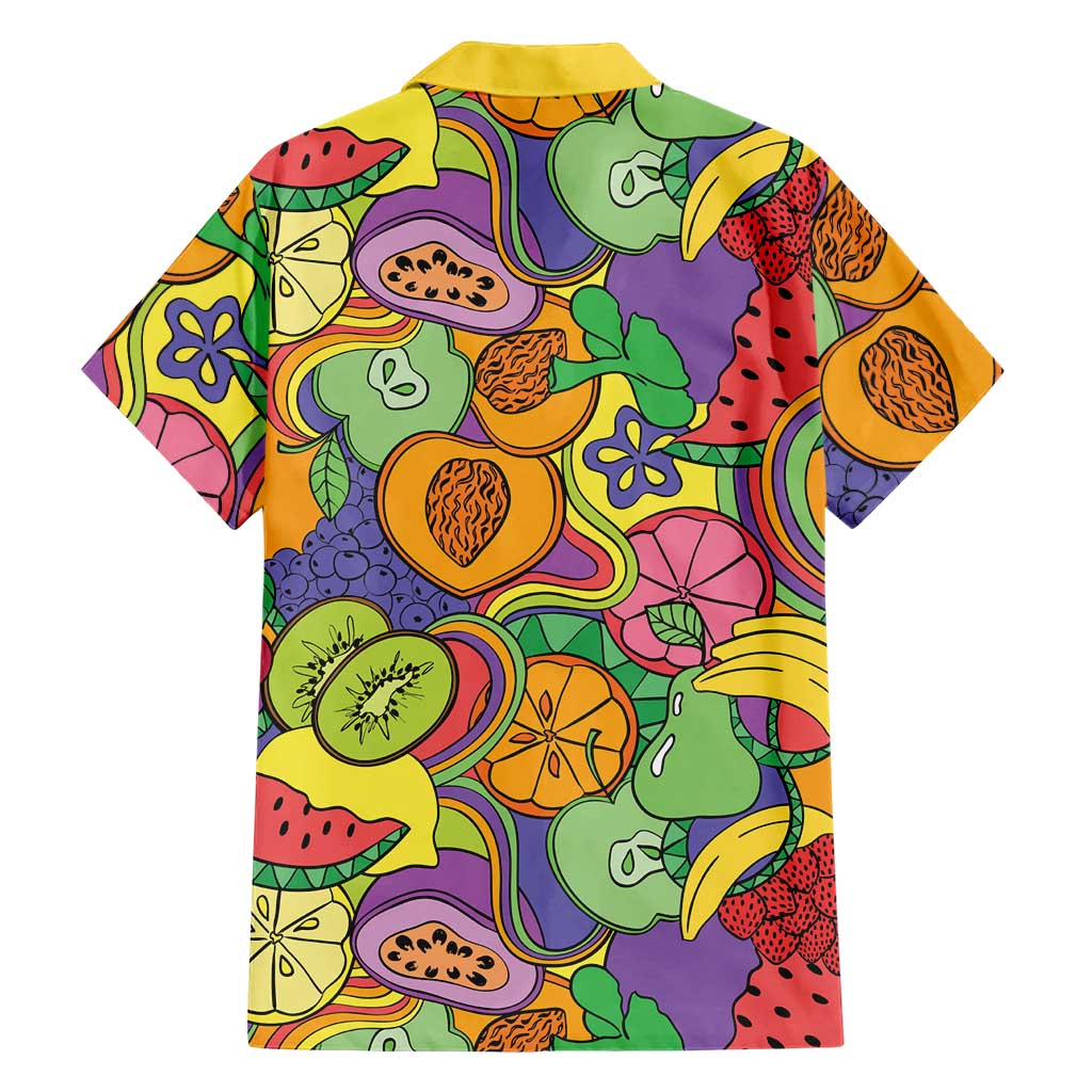 Hawaii Fruits Hippie Style Family Matching Tank Maxi Dress and Hawaiian Shirt Vibrant Colorful